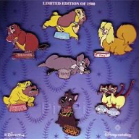 Disney Catalog - Lady and The Tramp 50th Anniversary 7 Pin Set - Picture 1 of 2